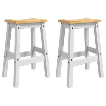 vidaXL Barkruk 2 pcs Wit en Honingwas 44 x 30 x 63 cm, Verzenden, Nieuw