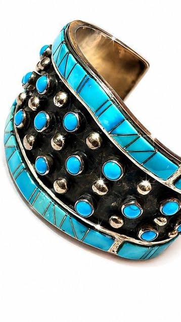 L. James Navajo manchetarmband, Antiek en Kunst