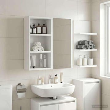 vidaXL Badkamer wandkast Wit 30 x 16 x 62,5 cm Geconstrueerd, Verzenden