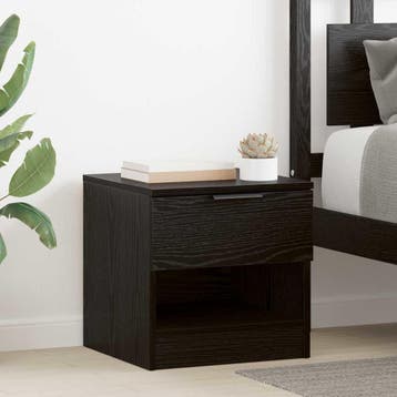 vidaXL Bedkast met lade 2 pcs Zwart Eiken 40 x 39 x 40cm, Verzenden, Nieuw
