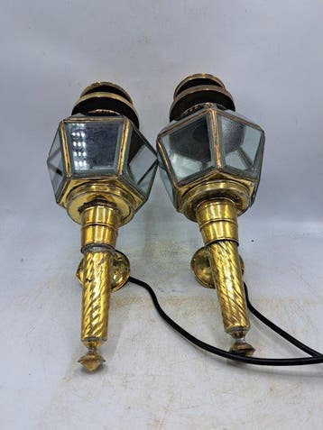 Lampe - applique murale - Laiton, Verre - lanternes de
