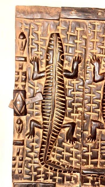Dogon-zolderdeur, uitgehouwen - Dogon - Mali (Zonder