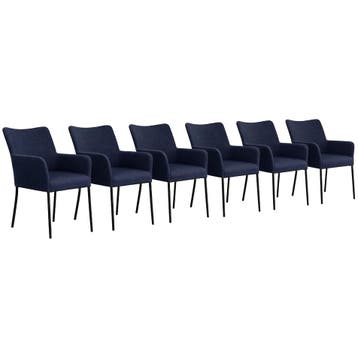 bert plantagie Set Van 6 Eetkamerstoelen Duo-spargo -, Huis en Inrichting, Verzenden, Zo goed als nieuw, Blauw