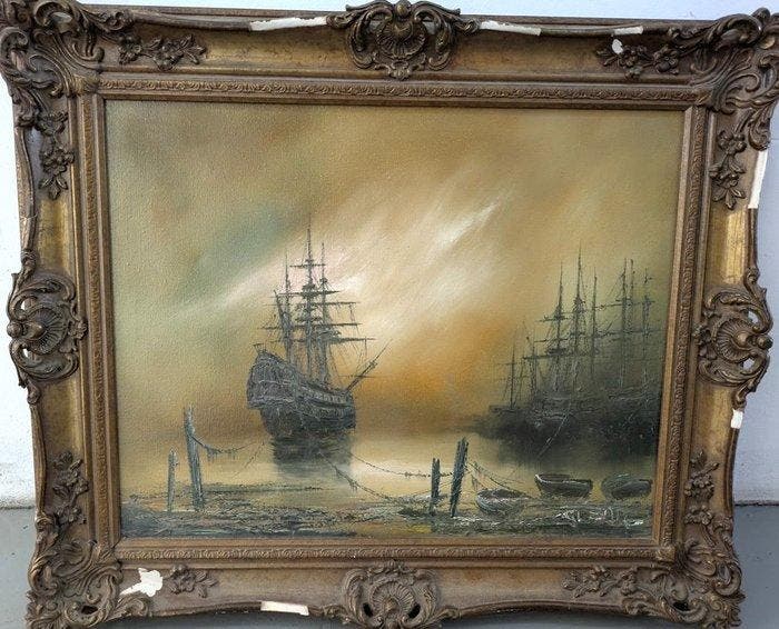 British school (XX) - Low Tide, Antiek en Kunst, Kunst | Schilderijen | Klassiek