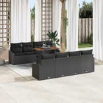 vidaXL Tuin Eettafel Set met kussen 9 pcs Zwart en Bruin, Verzenden, Nieuw