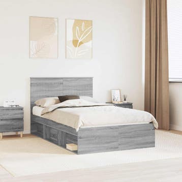 vidaXL Bedframe Grijs Sonoma 120 x 200 cm Massief grenenhout, Verzenden, Nieuw