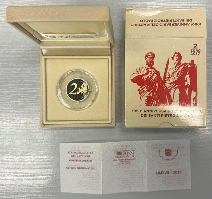 Vaticaan. 2 Euro 2017 Santi Pietro e Paolo Proof (Zonder, Timbres & Monnaies, Monnaies | Europe | Monnaies non-euro