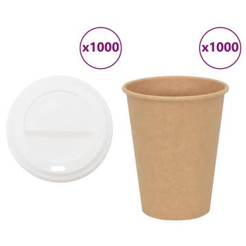 vidaXL Papieren koffiekopjes met deksel 1000 st 12oz 300 ml, Verzenden