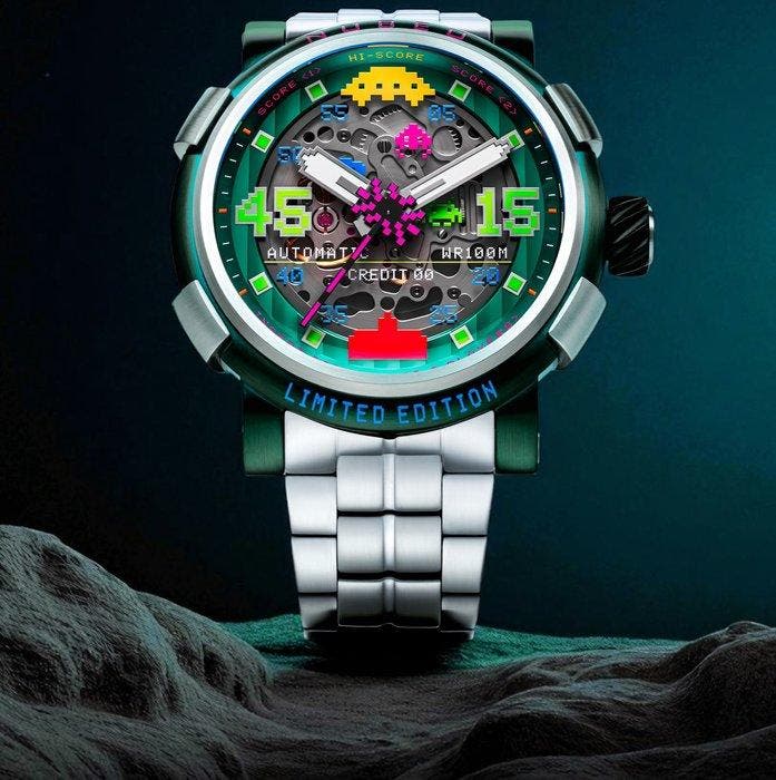 Nubeo - SPACE INVADERS - Limited Edition * 01 - 100 * -, Handtassen en Accessoires, Horloges | Heren