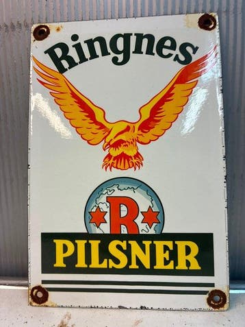 Ringnes Pilsner – Bier Reclame – Emaille Reclamebord -