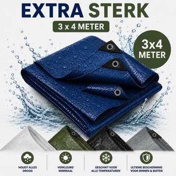 Dekzeil 3 x 4 m, 110 g/m² ultrasterk, 16 ringen, versterk.., Doe-het-zelf en Bouw, Zeil en Folie, Ophalen of Verzenden, Nieuw