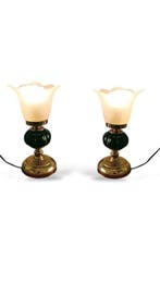 Lampe de table (2) - Laiton, Verre, Métal