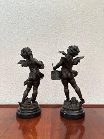 Nach L & F Moreau - sculptuur, Enfant aux cymbales - 31 cm -