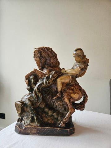 Gerz / Reinhold - sculptuur, Heiliger Georg zu Pferd mit, Antiek en Kunst