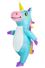 KIMU® Opblaas Kostuum Blauwe Eenhoorn Opblaasbaar Pak Eenhoo, Ophalen of Verzenden