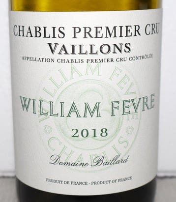 2018 Domaine Baillard (William Fèvre) Vaillons - Chablis, Nieuw