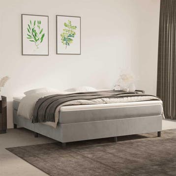 vidaXL Boxspring bed 160x200 cm fluweel lichtgrijs, Verzenden, Nieuw