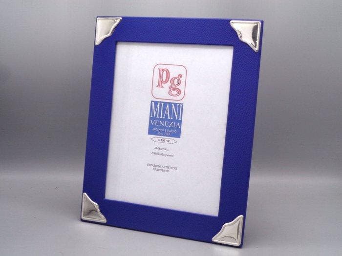 PG-Miani Argenteria - Fotolijst - .925 zilver, en blauw, Antiek en Kunst, Antiek | Zilver en Goud