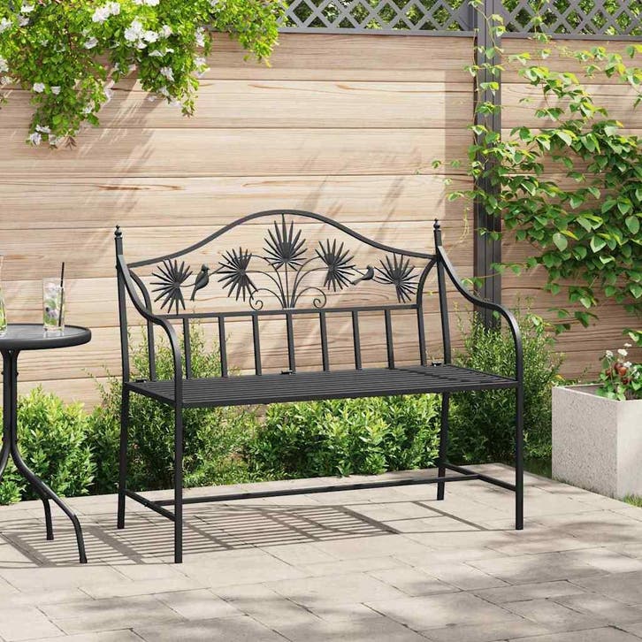 vidaXL Tuinbank Zwart 104 x 52,5 x 89 cm Staal, Jardin & Terrasse, Ensembles de jardin, Envoi