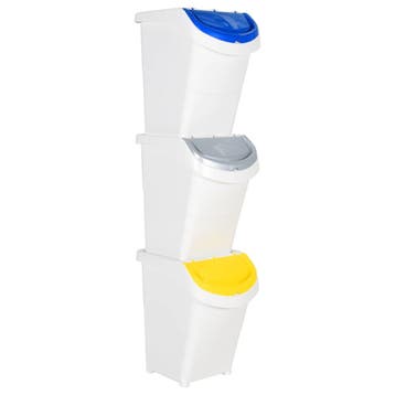 vidaXL Afvalbakken met deksels stapelbaar 3 st PP 120 L wit, Verzenden