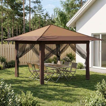vidaXL Tuinpaviljoen met 4 Zijwanden 3,3 x 3,3 m Beige en, Verzenden