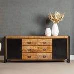Dressoir Mangohout Nola 205 cm, Verzenden, Nieuw, Overige houtsoorten, Industriële meubels