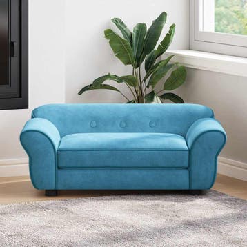 vidaXL Hondenbank 72x45x30 cm pluche turquoise, Verzenden