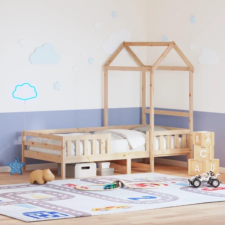 vidaXL Bedframe met huisje massief grenenhout 100x200 cm, Huis en Inrichting, Slaapkamer | Bedden, Nieuw, Verzenden