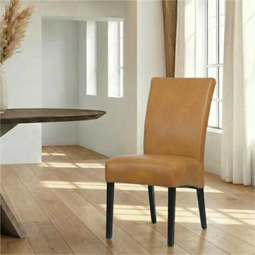 Leren eetkamerstoel Just - Granada Sahara (cognac) - Poten, Bruin, Bohemian, Eigentijds, Klassiek, Retro, Romantisch, Scandinavisch