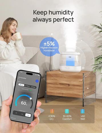 Dreo Intelligente luchtbevochtiger van 4 liter voor slaap..., Electroménager, Ophalen of Verzenden
