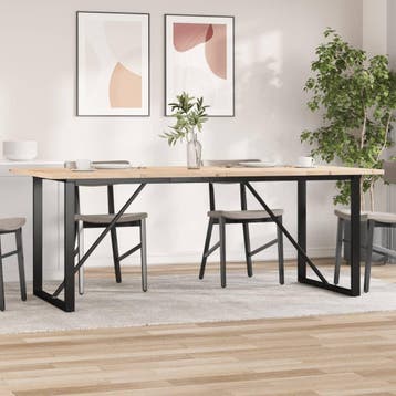 vidaXL Eettafel O-frame 200x100x75,5 cm grenenhout en staal, Verzenden, Nieuw
