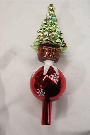 Kerstboom piek met dennenboom, glas - Kerstdecoratie Holly