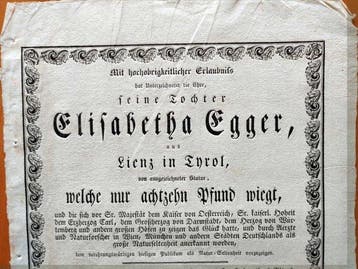 Freakshow: Elisabeth Egger ... welche nur achtzehn Pfund