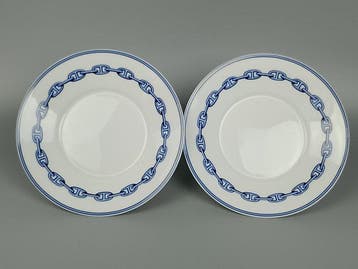 Hermès - Schotel (2) - Chain DAncre Bleu - Porselein -