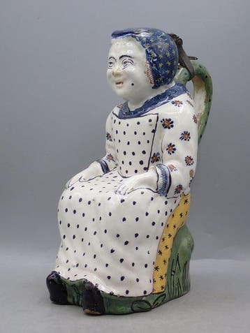 Kruik - 18th century Lille pitcher - Aardewerk - Jacqueline, Antiek en Kunst