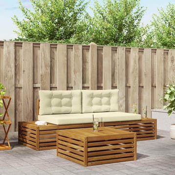 vidaXL 4 st Buiten bank set Massief Acacia Hout en Polyester, Verzenden