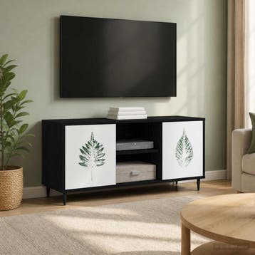 vidaXL Tv-meubel HANAU 102 x 33 x 51 cm Zwart eiken Bewerkt, Verzenden, Nieuw
