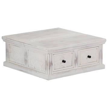 vidaXL Salontafel 70x70x30 cm massief mangohout wit, Verzenden, Nieuw
