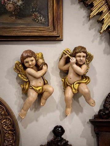 Sculpture, Putti spagnoli - 33 cm - Bois