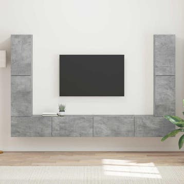 vidaXL Tv-meubelset 8 pcs Beton Grijs Bewerkt hout, Huis en Inrichting, Verzenden, Nieuw
