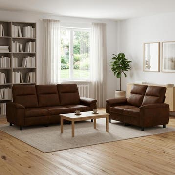 vidaXL bank / zetelstel 2 pcs Bruin Kunst Suède Leer, Huis en Inrichting, Verzenden, Nieuw