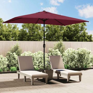 vidaXL Parasol met metalen paal 300x200 cm bordeauxrood, Verzenden, Nieuw