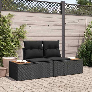 vidaXL Tuin Sofa Zwart 184 x 62 x 85cm poly rattan, Verzenden