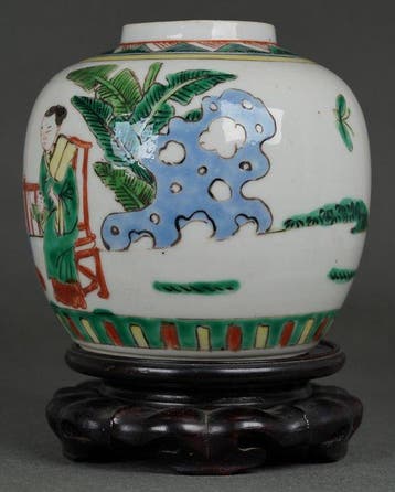 Vaas - Porselein - China - Qing Dynastie (1644-1911) - Dame, Antiek en Kunst