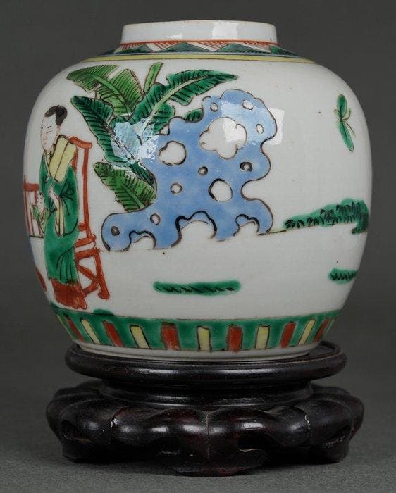 Vaas - Porselein - China - Qing Dynastie (1644-1911) - Dame, Antiquités & Art, Antiquités | Autres Antiquités