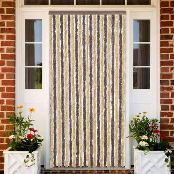 vidaXL Vliegengordijn 90x220 cm chenille donkerbruin en, Verzenden