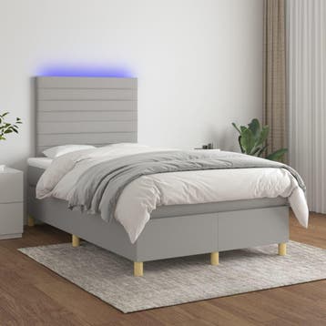 vidaXL Boxspring met matras en LED stof lichtgrijs 120x200, Verzenden, Nieuw