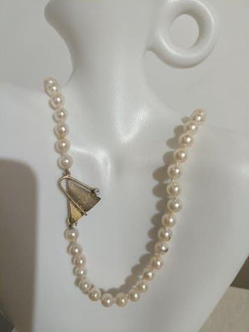 Collier - 9 carats Or jaune Perle - Diamant, Nieuw