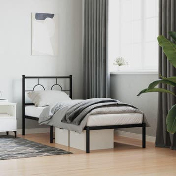 vidaXL Bedframe met hoofdbord metaal zwart 80x200 cm, Verzenden, Nieuw