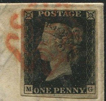 Groot-Brittannië 1840 - Penny black on complete letter., Postzegels en Munten, Gestempeld